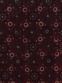 Cherry Red Brown Black Indigo Hand Block Printed Ajrakh Kurta With Stand Collar  - K38F1201