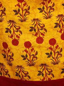 Mustard Yellow Maroon Cotton Block Printed Kurta & Pants - Set of 2 - SS01F046