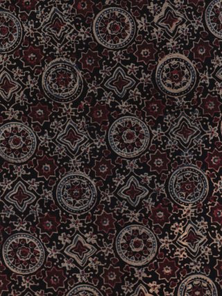 Black Maroon Cherry Red Hand Block Printed Ajrakh Kurta With Pintuck  - K39F1202