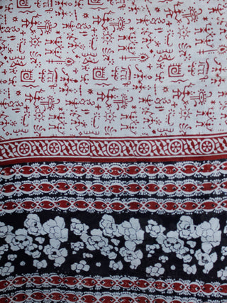 Black Beige Maroon Cotton Block Printed Suit - Set of 3 - SS01F023