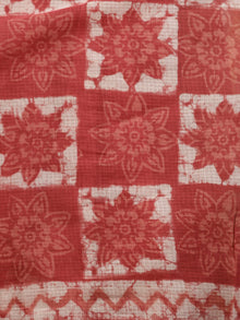 Onion Pink White Hand Block Printed Kota Doria Saree in Natural Colors - S031702871