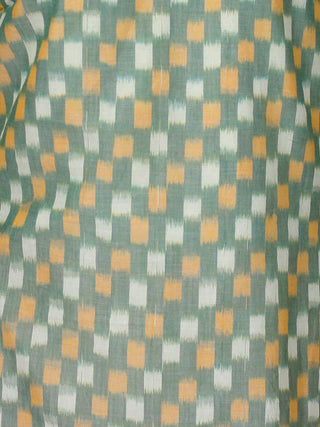 Sage Green Peach Silk Cotton Ikat Mirror Work Kurta & Pants (Set of 2) - SS01F1742