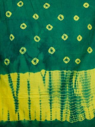 Green Yellow Cotton Block Printed Suit - Set of 3 - SS01F025