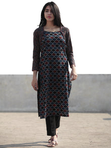 Indigo Black Maroon Hand Block Printed Ajrakh Kurta  - K42F1176