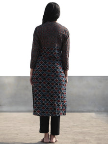 Indigo Black Maroon Hand Block Printed Ajrakh Kurta  - K42F1176