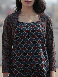 Indigo Black Maroon Hand Block Printed Ajrakh Kurta  - K42F1176