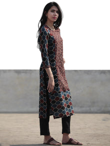 Indigo Black Maroon Red Hand Block Printed Ajrakh Kurta  - K43F1170