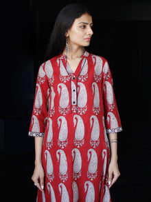 Brick Red Ivory Bagh Printed Kurta in Natural Colors - K127F1694