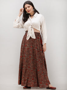 Brown Maroon Ajrakh Hand Block Printed Wrap Around Skirt  - S402BP29