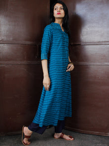 Blue Silk Cotton Ikat Embroidered Kurta & Pants (Set of 2)  - SS01F1748