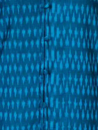 Blue Silk Cotton Ikat Embroidered Kurta & Pants (Set of 2)  - SS01F1748