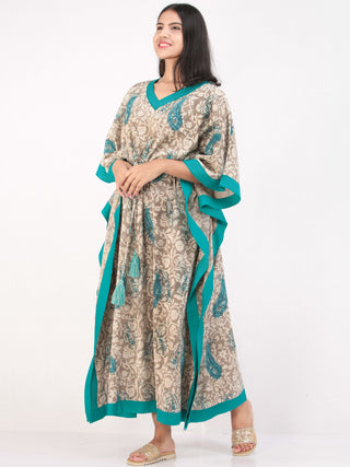 Gey Sky Blue Hand Block Printed Kaftan - K161F1397