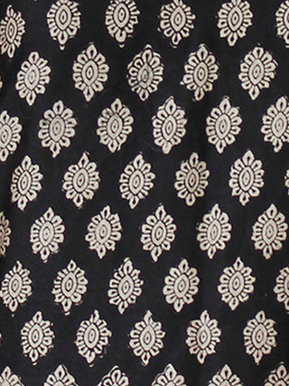 Black Red Beige Chanderi Block Printed Suit Set - Set of 3  - SS01F003