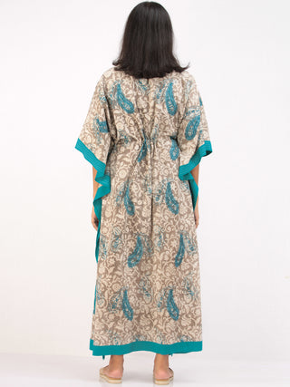 Gey Sky Blue Hand Block Printed Kaftan - K161F1397