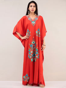Coral Aari Embroidered Kashmere Free Size Kaftan  - K12K061