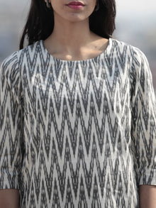 Ivory Grey Hand Woven Ikat Kurta   - K46F810