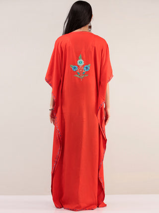 Coral Aari Embroidered Kashmere Free Size Kaftan  - K12K061