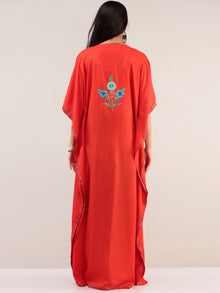 Coral Aari Embroidered Kashmere Free Size Kaftan  - K12K061