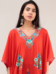 Coral Aari Embroidered Kashmere Free Size Kaftan  - K12K061