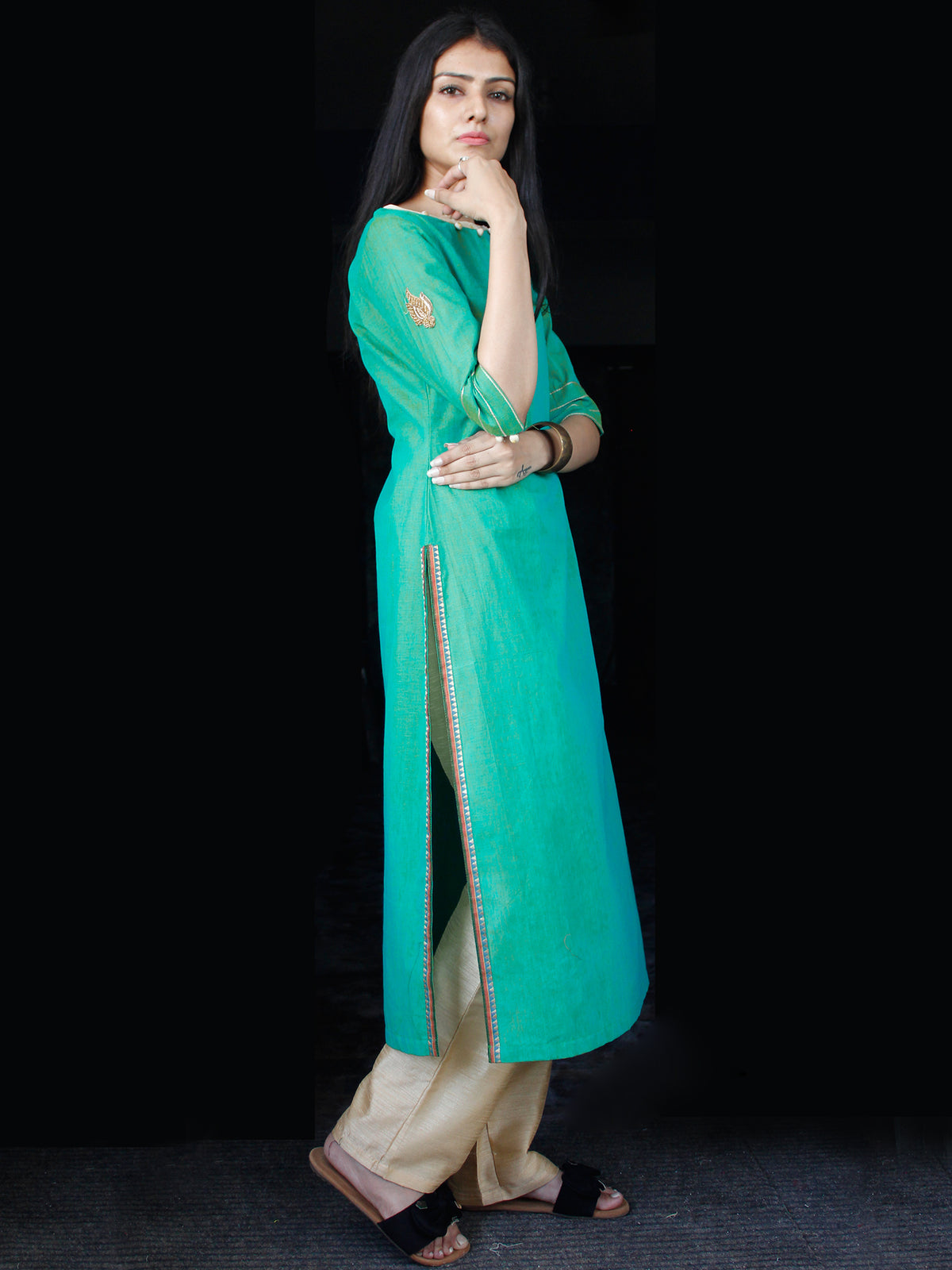 Sea Green South Handloom Cotton Kurta - K156FXXX