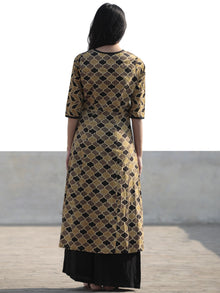 Light Brown Black Beige Hand Printed Ajrakh Kurta With Front Slits - K59F1180