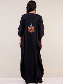 Blue Aari Embroidered Kashmere Free Size Kaftan  - K12K050