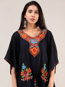 Blue Aari Embroidered Kashmere Free Size Kaftan  - K12K050