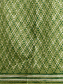 Olive Green White Hand Block Printed Kota Doria Saree in Natural Colors - S031702878