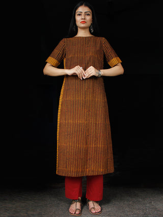 Maroon Black Yellow Green Ajrakh Hand Block Printed Kurta - K152BP117