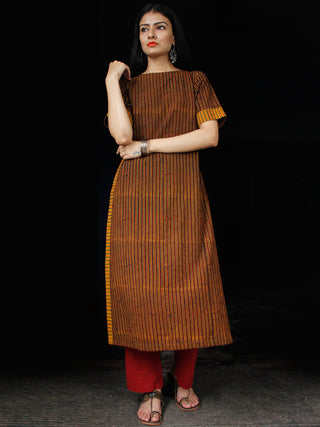 Maroon Black Yellow Green Ajrakh Hand Block Printed Kurta - K152BP117