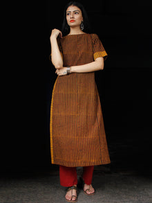Maroon Black Yellow Green Ajrakh Hand Block Printed Kurta - K152BP117