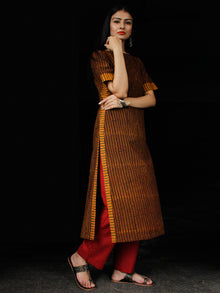 Maroon Black Yellow Green Ajrakh Hand Block Printed Kurta - K152BP117