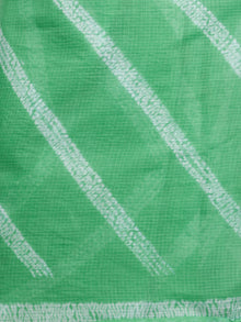 Green White Shibori Hand Block Printed Kota Doria Saree in Natural Colors - S031702877