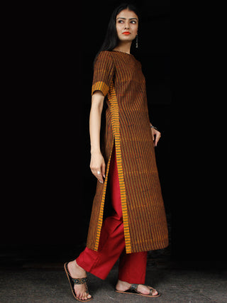 Maroon Black Yellow Green Ajrakh Hand Block Printed Kurta - K152BP117