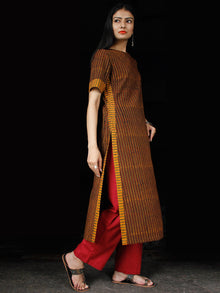 Maroon Black Yellow Green Ajrakh Hand Block Printed Kurta - K152BP117