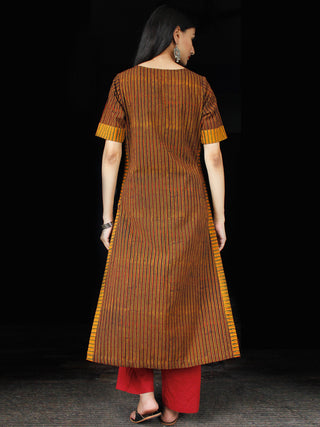 Maroon Black Yellow Green Ajrakh Hand Block Printed Kurta - K152BP117