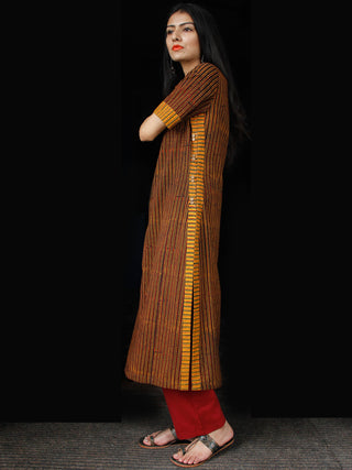 Maroon Black Yellow Green Ajrakh Hand Block Printed Kurta - K152BP117