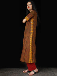 Maroon Black Yellow Green Ajrakh Hand Block Printed Kurta - K152BP117