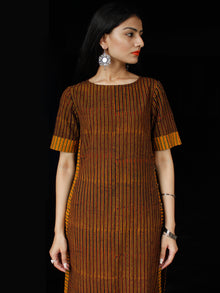 Maroon Black Yellow Green Ajrakh Hand Block Printed Kurta - K152BP117