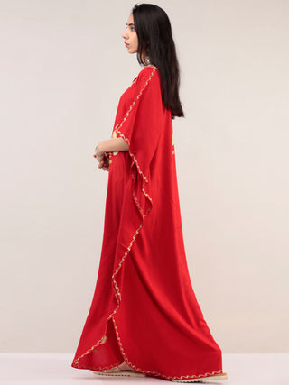 Red Aari Embroidered Kashmere Free Size Kaftan  - K12K048