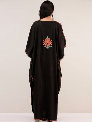 Black Aari Embroidered Kashmere Free Size Kaftan  - K12K062