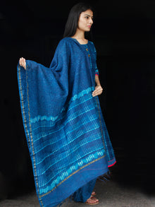 Indigo Blue Chanderi Block Printed Suit Set - Set of 3 - SS01F004
