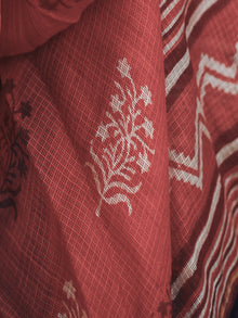 Rust Red Ivory Kota Silk Hand Black Printed Dupatta With Ajrakh Printed Stitched Highlighting  - D04170130