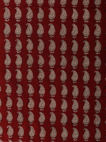 Brick Red Off White Bagh Hand Block Printed Cotton Suit-Salwar Fabric With Chiffon Dupatta (Set of 3) - SU01HB407
