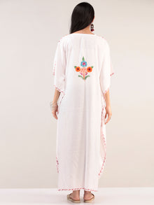 White Multicolor Aari Embroidered Kashmere Free Size Kaftan  - K12K023