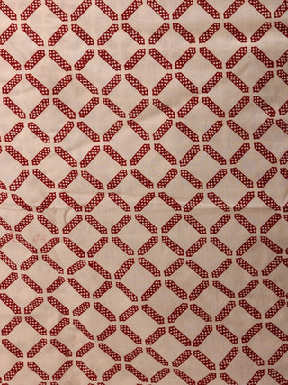 Brick Red Off White Bagh Hand Block Printed Cotton Suit-Salwar Fabric With Chiffon Dupatta (Set of 3) - SU01HB407