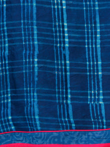 Indigo Blue Chanderi Block Printed Suit Set - Set of 3 - SS01F004