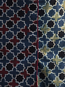 Green Indigo Black Red Hand Printed Ajrakh Kurta - K50F1162
