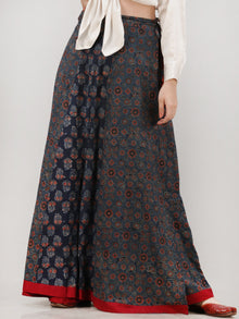 Indigo Rust Ajrakh Hand Block Printed Wrap Around Skirt  - S402BP49
