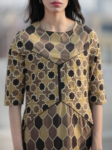 Brown Black Beige Hand Printed Ajrakh Kurta - K51F1164